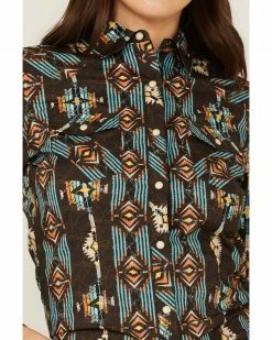 Panhandle Women's Southwestern Print Long Sleeve Snap Western Shirt Brown 9 Panhandle Women's Southwestern Print Long Sleeve Snap Western Shirt Brown -Panhandle shop 2000360515 200 P3