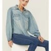 Panhandle Women's Denim Dolman Sleeve Snap Shirt  Blue
