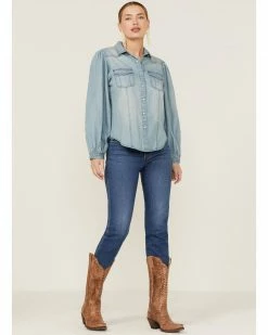 Panhandle Women's Denim Dolman Sleeve Snap Shirt  Blue -Panhandle shop 2000360516 400 P4