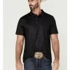 Panhandle Men's Charcoal Performance Paisley Print Short Sleeve Snap Polo Shirt  -Panhandle shop 2000360704 022 P1
