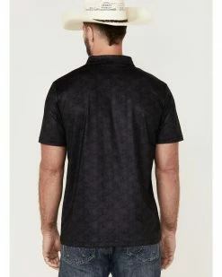Panhandle Men's Charcoal Performance Paisley Print Short Sleeve Snap Polo Shirt  -Panhandle shop 2000360704 022 P4