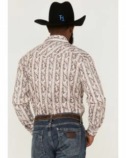 Rough Stock By Panhandle Men's Copper Paisley Stripe Long Sleeve Snap Western Shirt  Rust Copper -Panhandle shop 2000360733 220 P4
