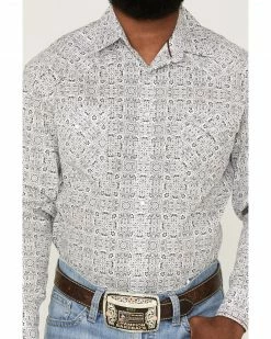 Rough Stock By Panhandle Men's Digi Bandana Print Long Sleeve Snap Western Shirt  White -Panhandle shop 2000360734 100 P3