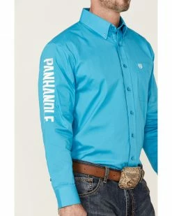 Panhandle Select Men's Logo Embroidered Long Sleeve Button-Down Western Shirt  Orange -Panhandle shop 2000360738 440 P3