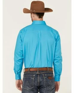 Panhandle Select Men's Logo Embroidered Long Sleeve Button-Down Western Shirt  Orange -Panhandle shop 2000360738 440 P4