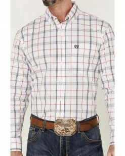 Panhandle Select Men's Red Plaid Long Sleeve Button-Down Western Shirt  -Panhandle shop 2000360741 600 P3