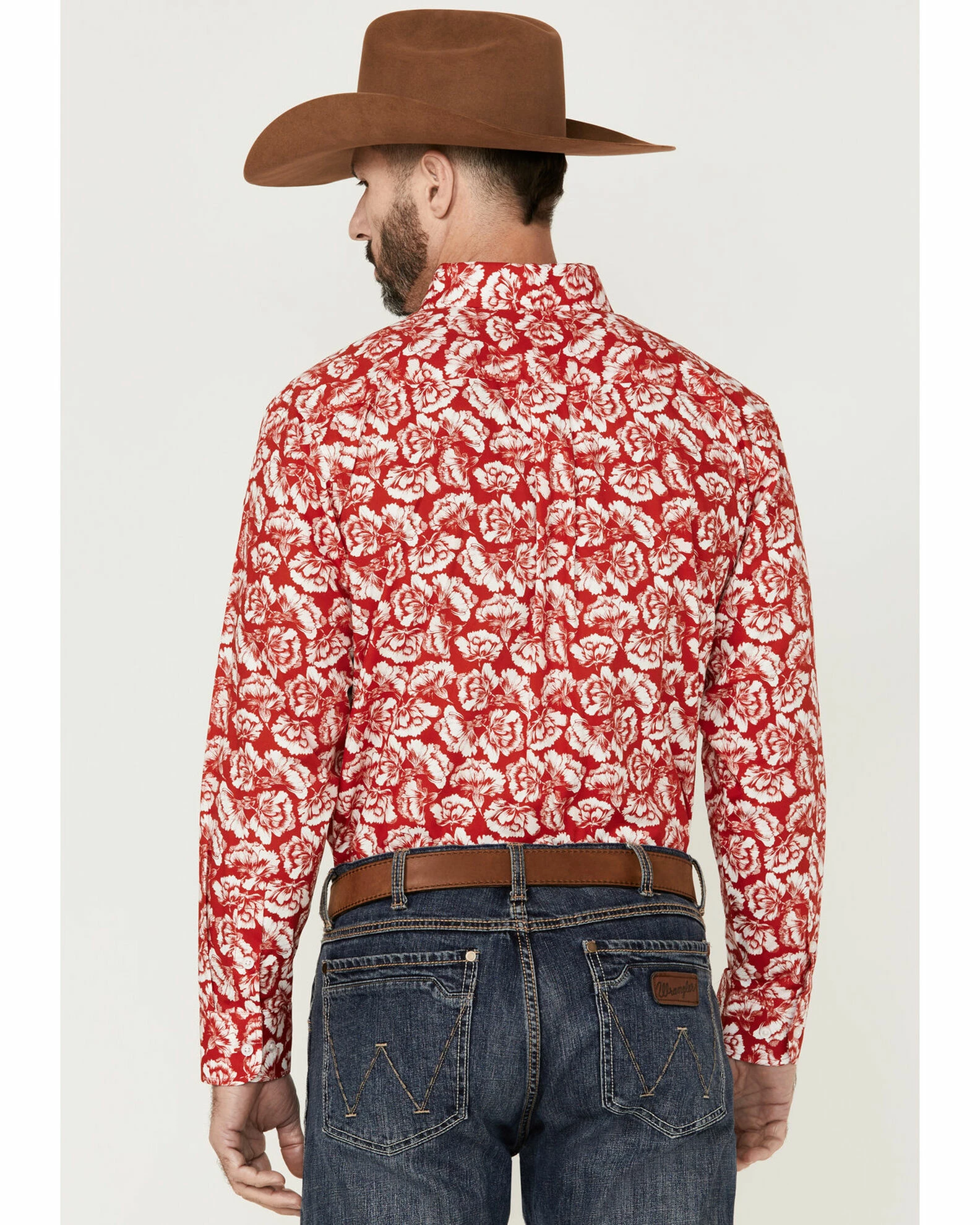 Panhandle Select Men's Red Floral Print Long Sleeve Button-Down Western Shirt 6 Panhandle Select Men's Red Floral Print Long Sleeve Button-Down Western Shirt - Image 4