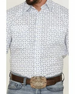 Rough Stock By Panhandle Men's Mini Southwestern Print Short Sleeve Snap Western Shirt  Blue -Panhandle shop 2000360754 400 P3
