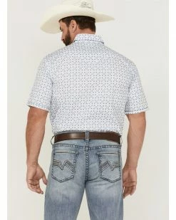 Rough Stock By Panhandle Men's Mini Southwestern Print Short Sleeve Snap Western Shirt  Blue -Panhandle shop 2000360754 400 P4