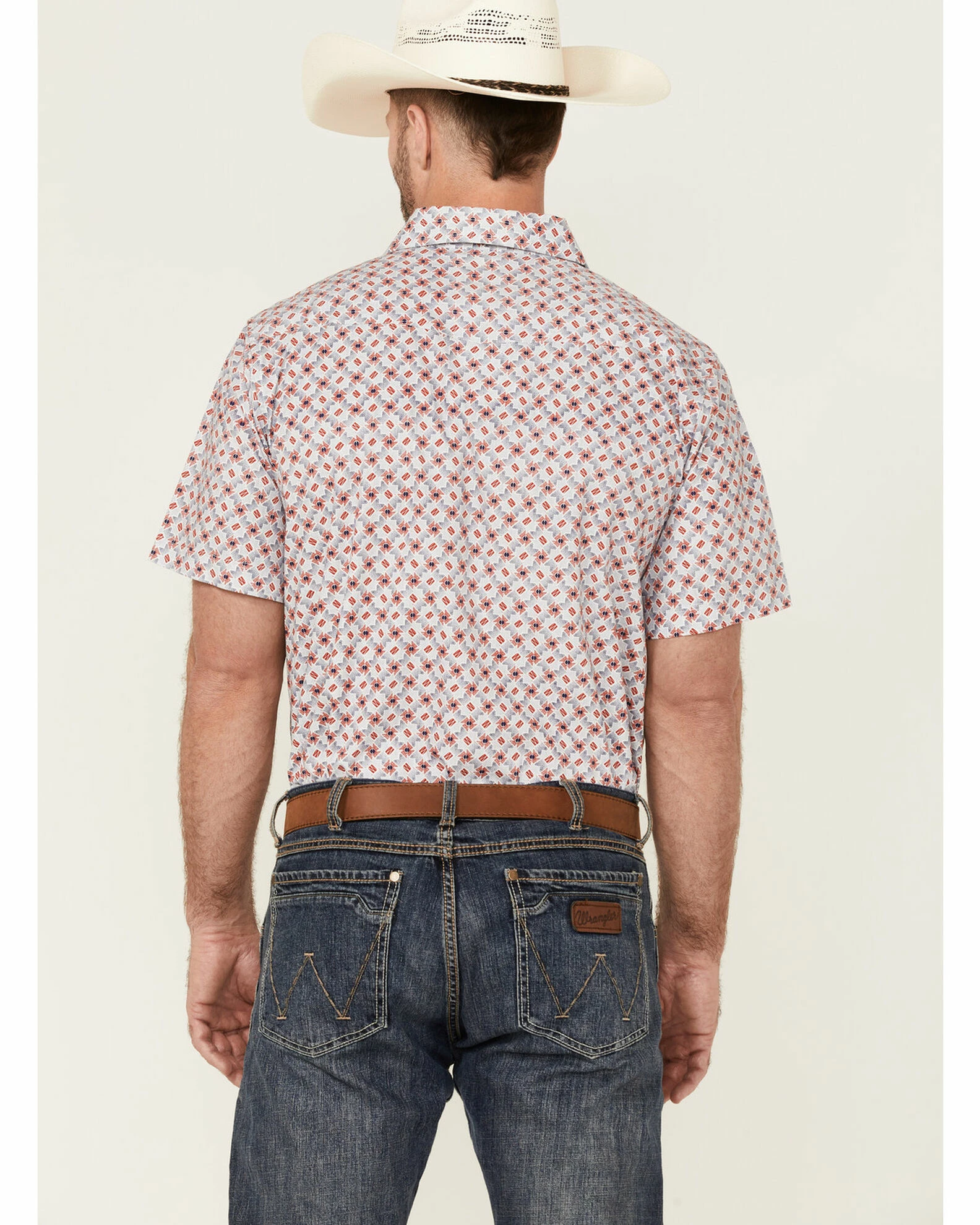 Panhandle Select Men's Small Red Geo Print Short Sleeve Snap Western Shirt 6 Panhandle Select Men's Small Red Geo Print Short Sleeve Snap Western Shirt - Image 4