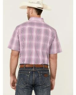 Panhandle Select Men's Check Plaid Short Sleeve Button-Down Dark Orchid Western Shirt  Purple -Panhandle shop 2000360757 500 P4