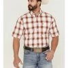 Rough Stock By Panhandle Men's Windowpaine Plaid Short Sleeve Button-Down Western Shirt  Orange -Panhandle shop 2000360766 800 P1