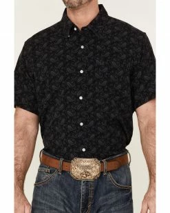 Panhandle Men's Performance Paisley Charcoal Print Short Sleeve Button-Down Western Shirt  -Panhandle shop 2000360767 022 P3