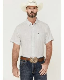 Panhandle Men's Charcoal Performance Floral Print Short Sleeve Button-Down Western ShirtÂ