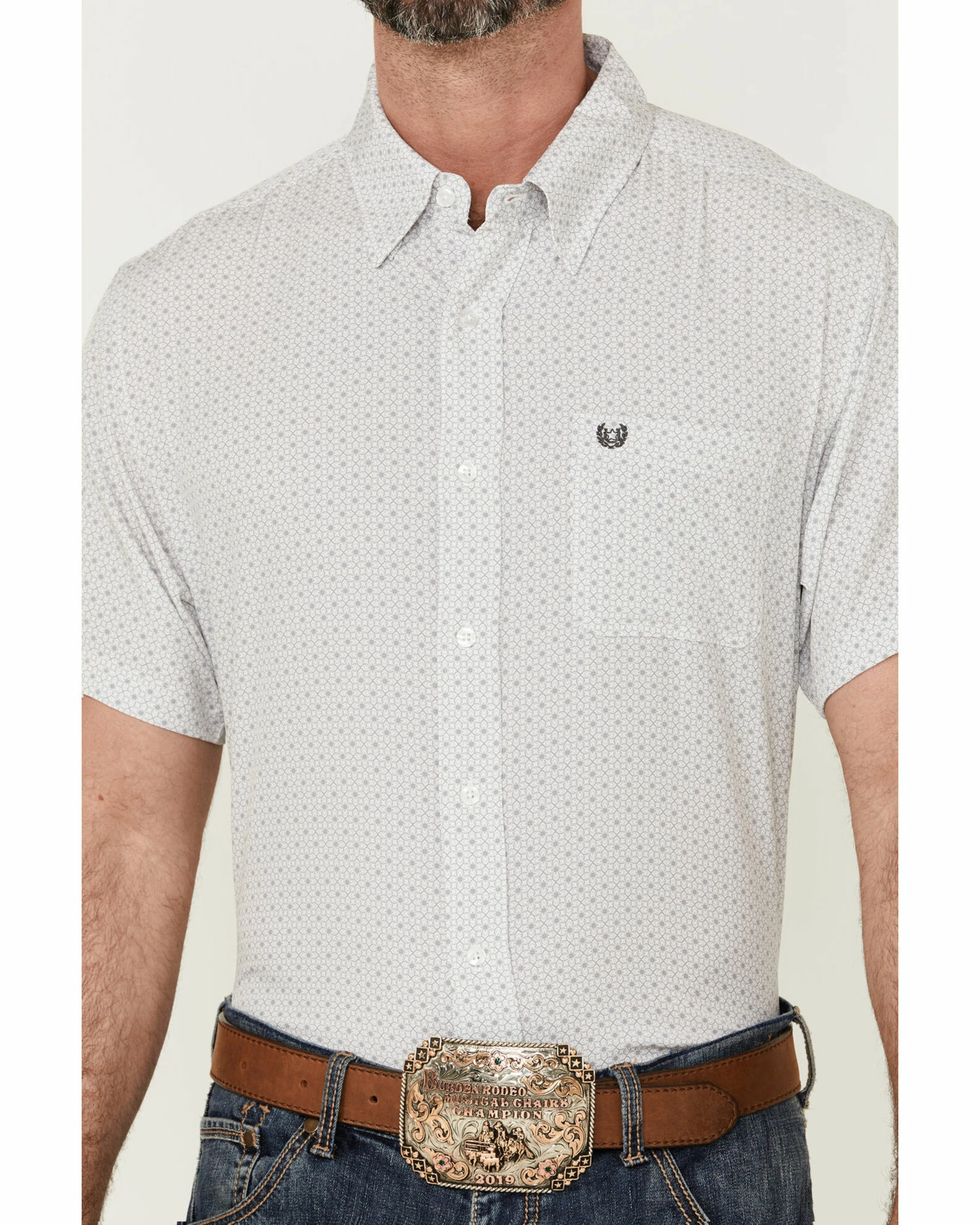 Panhandle Men's Charcoal Performance Floral Print Short Sleeve Button-Down Western Shirt 5 Panhandle Men's Charcoal Performance Floral Print Short Sleeve Button-Down Western Shirt - Image 3