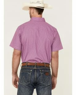 Panhandle Select Men's Geo Print Dark Orchid Short Sleeve Button-Down Western Shirt  Purple -Panhandle shop 2000360770 500 P4