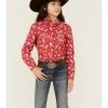 Panhandle Girls' Cowboy Steer Print Long Sleeve Western Snap Shirt Red -Panhandle shop 2000360963 600 P1