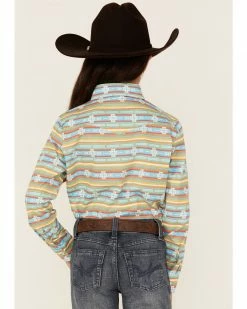 Panhandle Girls' Southwestern Stripe Print Long Sleeve Western Snap Shirt Turquoise 10 Panhandle Girls' Southwestern Stripe Print Long Sleeve Western Snap Shirt Turquoise -Panhandle shop 2000360966 440 P4