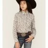 Panhandle Girls' Distressed Paisley Print Long Sleeve Western Snap Shirt White -Panhandle shop 2000360967 100 P1