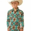 Panhandle Boys' Southwestern Geo Print Long Sleeve Western Shirt Turquoise 1 Panhandle Boys' Southwestern Geo Print Long Sleeve Western Shirt Turquoise -Panhandle shop 2000360975 440 P1