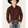 Rough Stock By Panhandle Boys' Burgundy Feather Paisley Print Long Sleeve Snap Western Shirt  -Panhandle shop 2000360978 640 P1