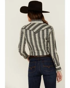 Panhandle Women's Floral Stripe Western Snap Shirt Grey 10 Panhandle Women's Floral Stripe Western Snap Shirt Grey -Panhandle shop 2000360982 020 P4
