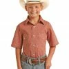 Panhandle Boys' Poplin Geo Print Short Sleeve Snap Western Shirt Orange 2 Panhandle Boys' Poplin Geo Print Short Sleeve Snap Western Shirt Orange -Panhandle shop 2000360988 800 P1