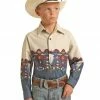 Panhandle Boys' Southwestern Steer Head Long Sleeve Shirt Tan 1 Panhandle Boys' Southwestern Steer Head Long Sleeve Shirt Tan -Panhandle shop 2000360992 280 P1