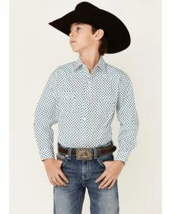 Panhandle Boys' Long Sleeve Geo Print Snap Shirt Teal -Panhandle shop 2000365087 442 P1 1