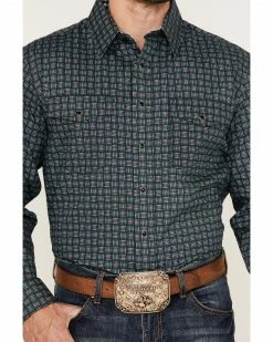 Panhandle Select Men's Digital Woven Print Long Sleeve Snap Western Shirt  Blue -Panhandle shop 2000367819 400 P3