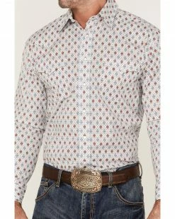 Rough Stock By Panhandle Men's Fancy Diamond Print Long Sleeve Snap Western Shirt  -Panhandle shop 2000367828 800 P3
