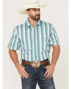 Panhandle Select Men's Serape Stripe Short Sleeve Snap Western Shirt  Aqua -Panhandle shop 2000367836 441 P1 1