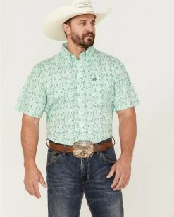 Panhandle Select Men's All-Over Floral Print Short Sleeve Button-Down Western Shirt  Green -Panhandle shop 2000367837 441 P1 1