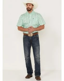 Panhandle Select Men's All-Over Floral Print Short Sleeve Button-Down Western Shirt  Green -Panhandle shop 2000367837 441 P2