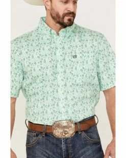 Panhandle Select Men's All-Over Floral Print Short Sleeve Button-Down Western Shirt  Green -Panhandle shop 2000367837 441 P3