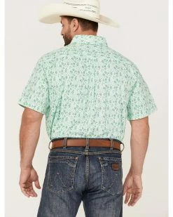 Panhandle Select Men's All-Over Floral Print Short Sleeve Button-Down Western Shirt  Green -Panhandle shop 2000367837 441 P4