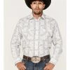 Rough Stock By Panhandle Men's Stretch Vertical Paisley Print Long Sleeve Snap Western Shirt  Light Blue -Panhandle shop 2000367844 450 P1