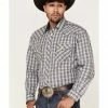 Rough Stock By Panhandle Men's Dobby Small Plaid Long Sleeve Snap Western Shirt  White -Panhandle shop 2000367848 100 P1