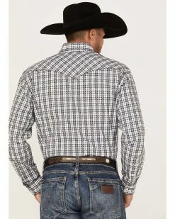 Rough Stock By Panhandle Men's Dobby Small Plaid Long Sleeve Snap Western Shirt  White -Panhandle shop 2000367848 100 P4