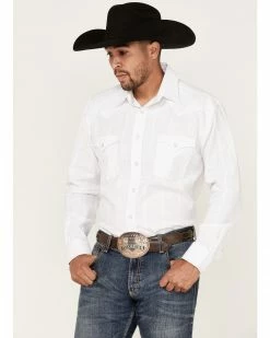 Rough Stock By Panhandle Men's Tonal Dobby Plaid Long Sleeve Snap Western Shirt  White -Panhandle shop 2000367849 100 P1 1