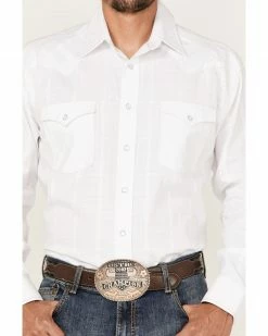 Rough Stock By Panhandle Men's Tonal Dobby Plaid Long Sleeve Snap Western Shirt  White -Panhandle shop 2000367849 100 P3