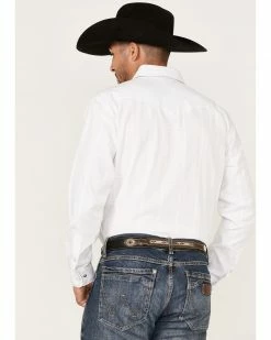 Rough Stock By Panhandle Men's Tonal Dobby Plaid Long Sleeve Snap Western Shirt  White -Panhandle shop 2000367849 100 P4
