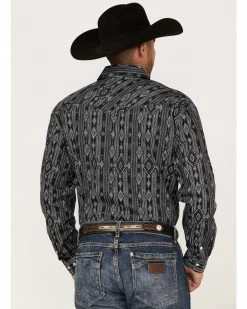 Rough Stock By Panhandle Men's Southwestern Dot Print Long Sleeve Snap Western Shirt  Black -Panhandle shop 2000367850 001 P4