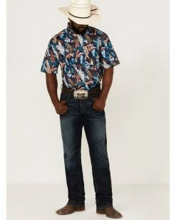 Rough Stock By Panhandle Men's Tropical Print Short Sleeve Button-Down Western Shirt  -Panhandle shop 2000367859 410 P2