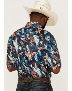 Rough Stock By Panhandle Men's Tropical Print Short Sleeve Button-Down Western Shirt  -Panhandle shop 2000367859 410 P4