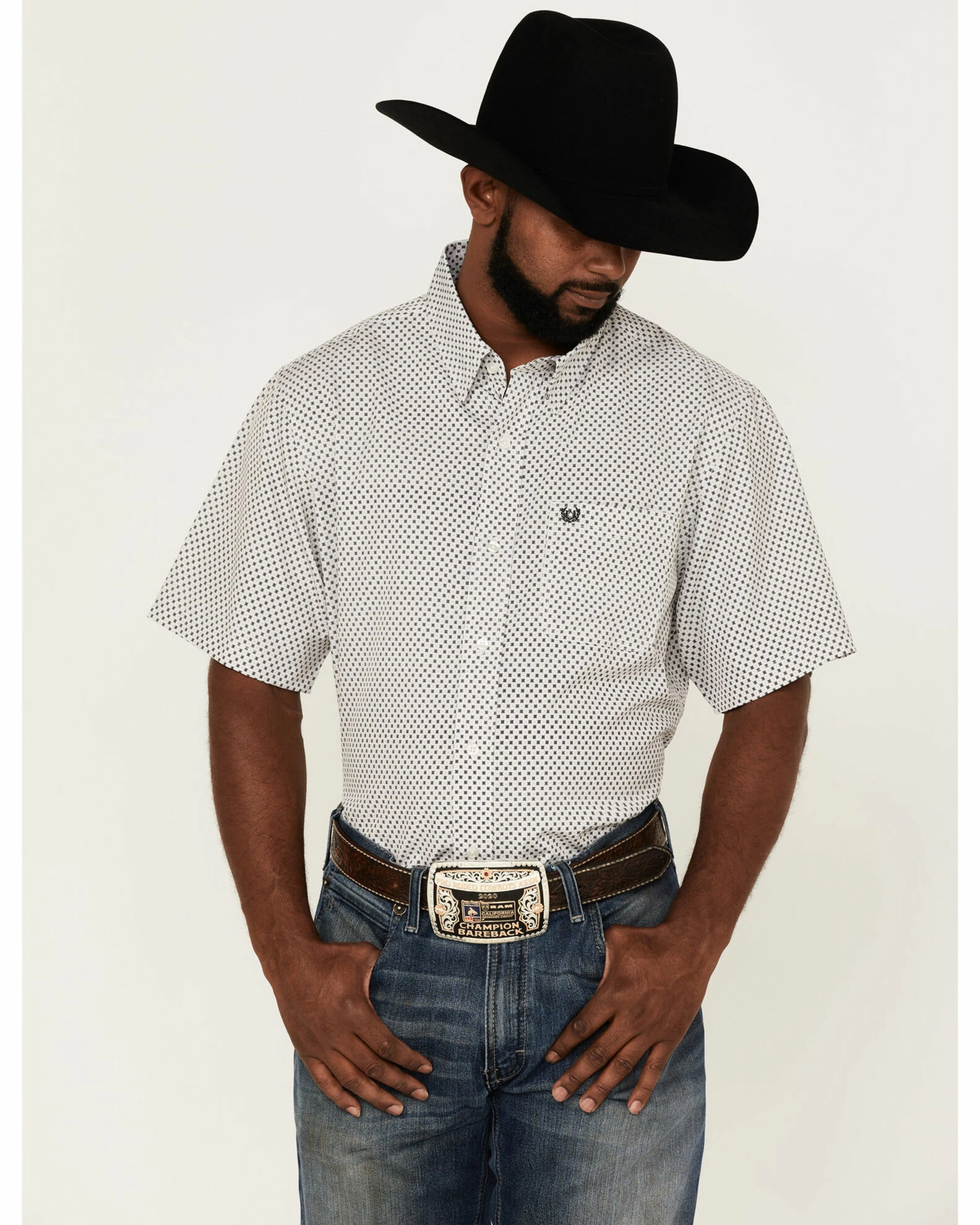 Panhandle Men's Performance Geo Print Short Sleeve Button-Down Western Shirt Black 3 Panhandle Men's Performance Geo Print Short Sleeve Button-Down Western Shirt Black