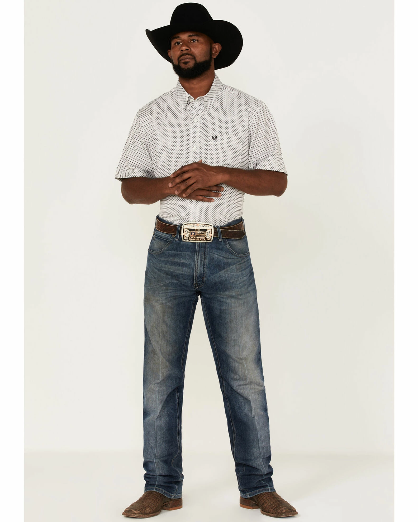 Panhandle Men's Performance Geo Print Short Sleeve Button-Down Western Shirt Black 4 Panhandle Men's Performance Geo Print Short Sleeve Button-Down Western Shirt Black - Image 2