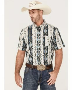Panhandle Men's Performance Southwestern Print Short Sleeve Button-Down Western Shirt 