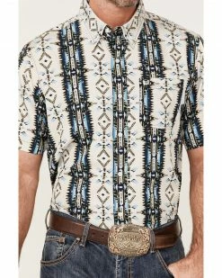 Panhandle Men's Performance Southwestern Print Short Sleeve Button-Down Western Shirt  -Panhandle shop 2000367867 400 P3