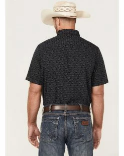 Panhandle Men's Performance Longhorn Print Short Sleeve Button-Down Western Shirt  -Panhandle shop 2000367868 001 P4